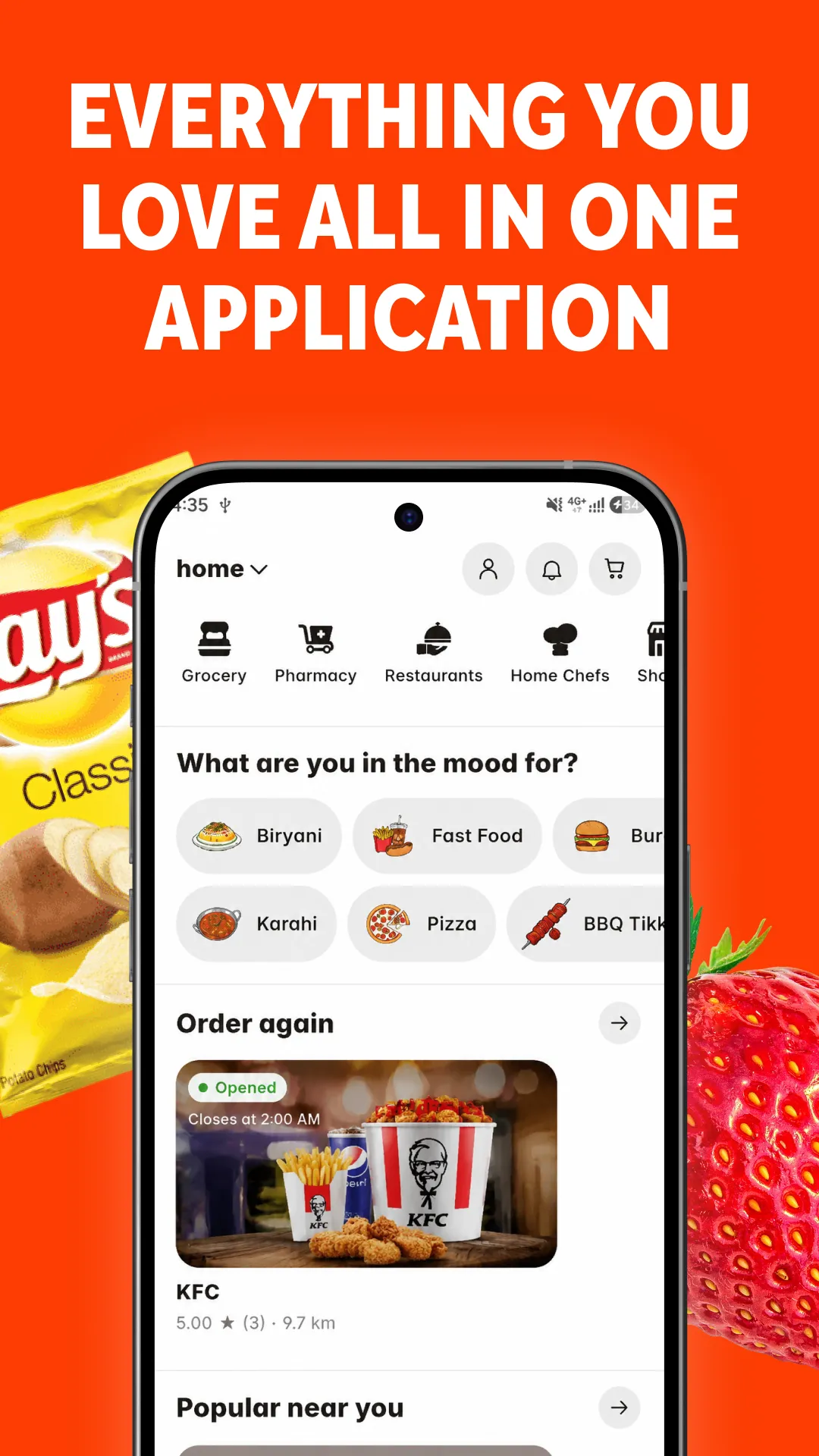 The Snabb app: restaurants, categories and a listing with its menu